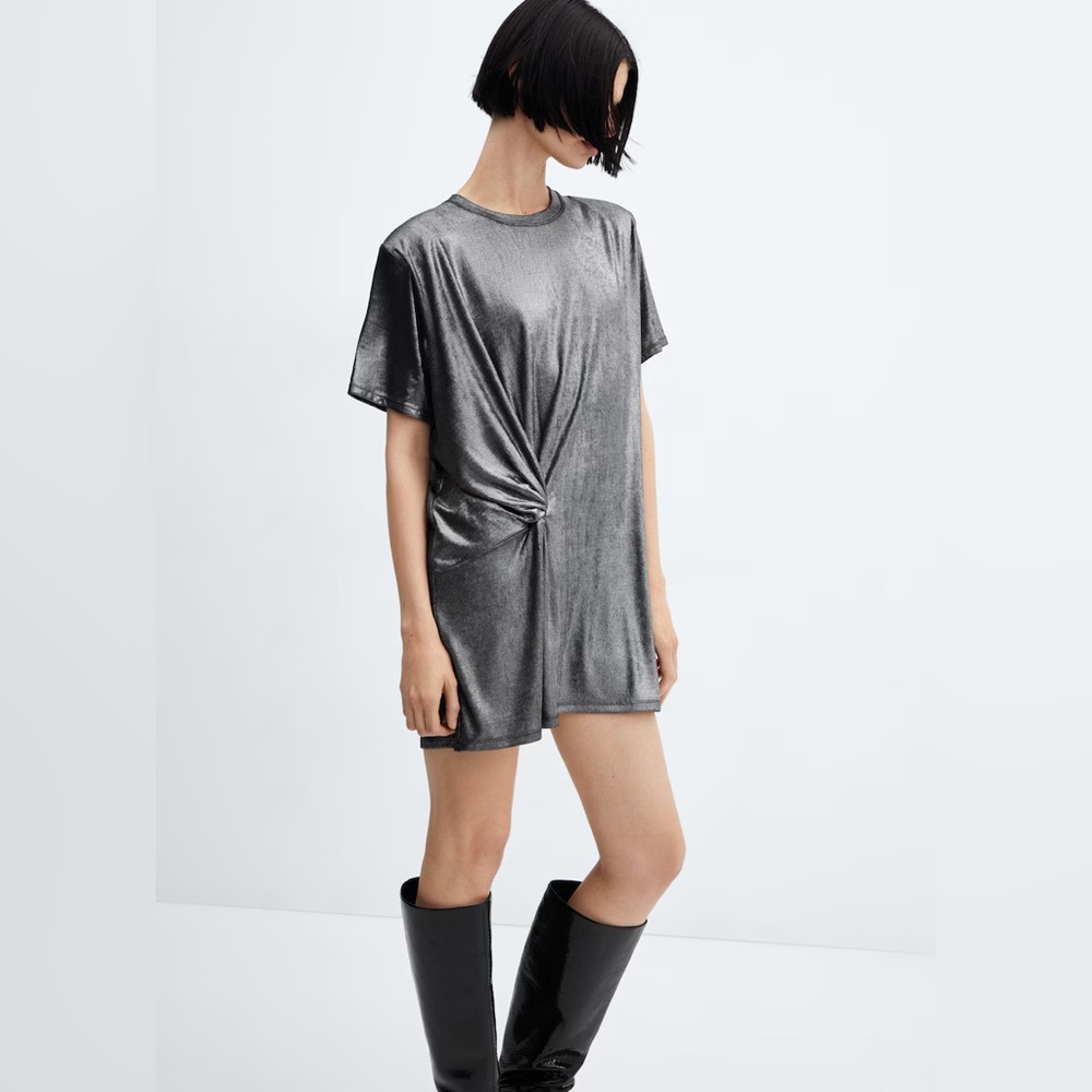Metallic Silver T-Shirt Dress, NWT! - Picture 2 of 8